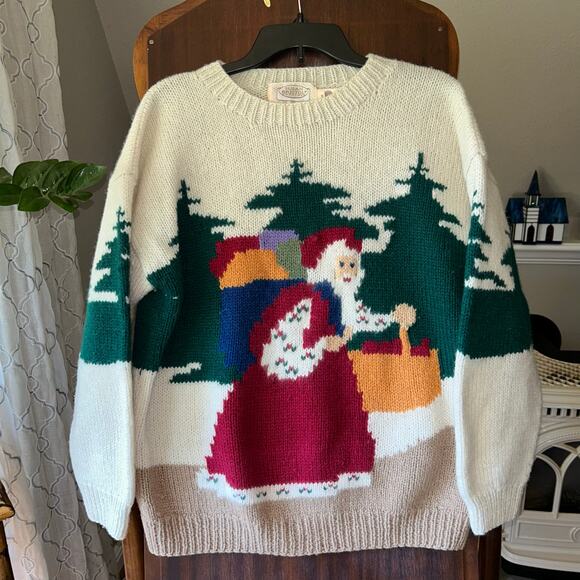 Susan Bristol hundred percent wall Santa Claus net Christmas sweater size 38 - Picture 1 of 11